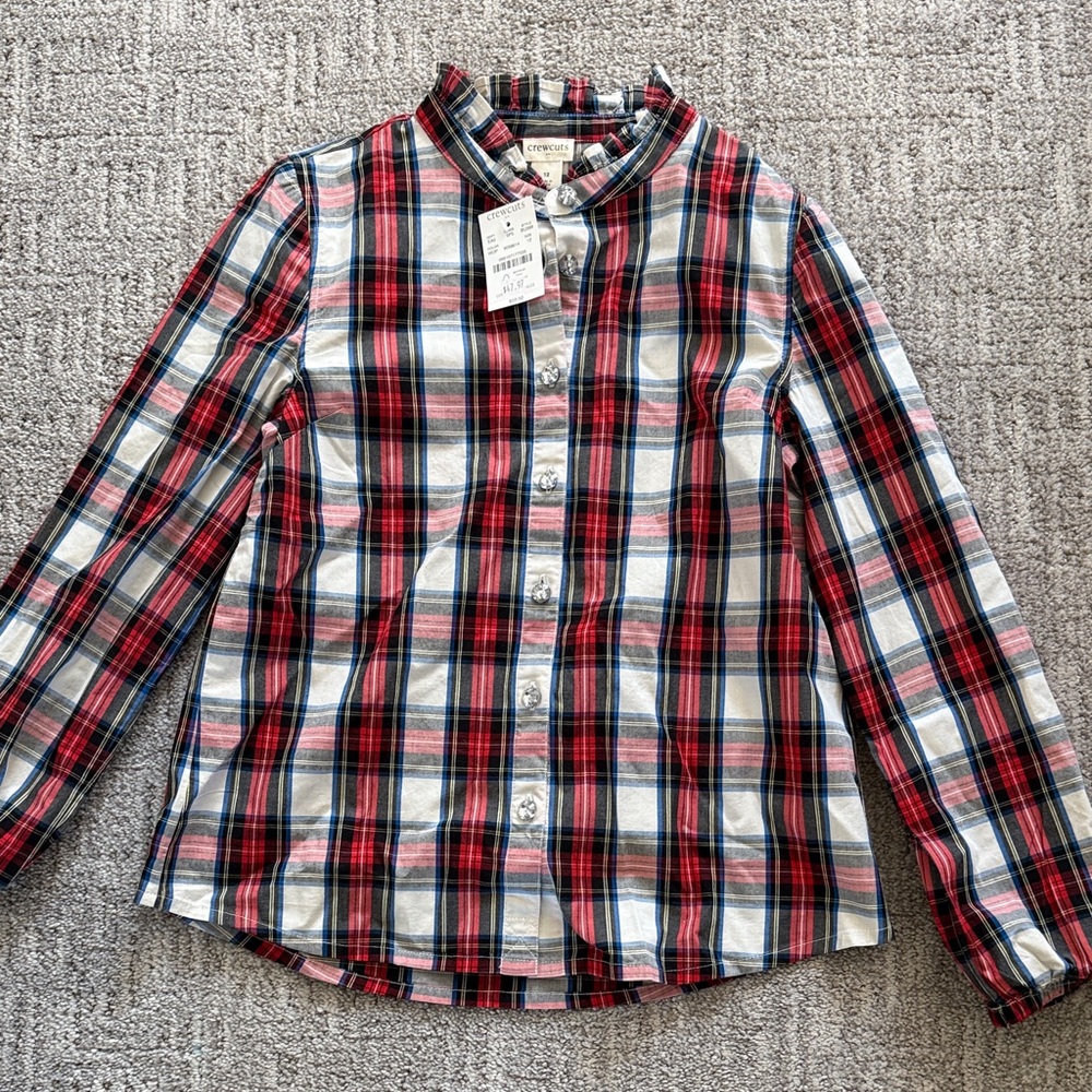 Crewcuts Red and White Plaid Button-Down Shirt